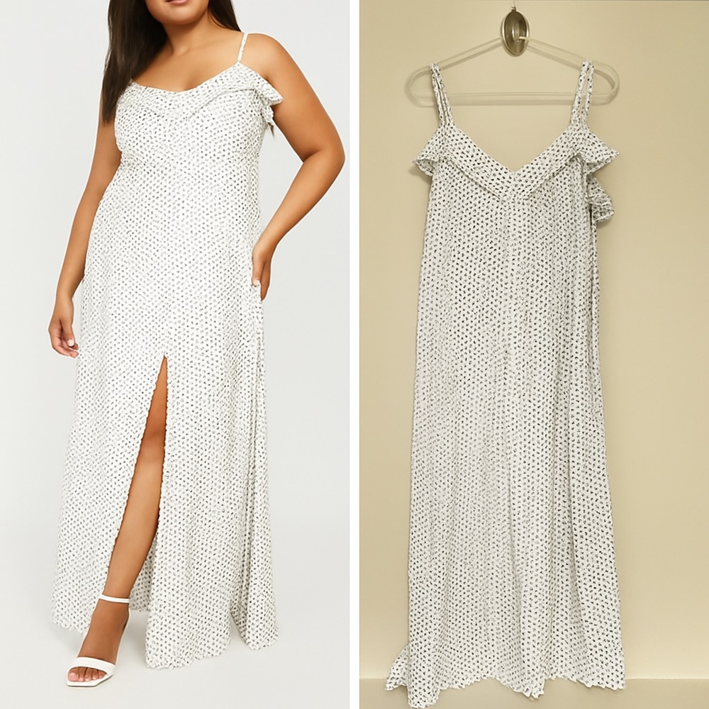 Plus Ruffle Button Front Maxi Dress